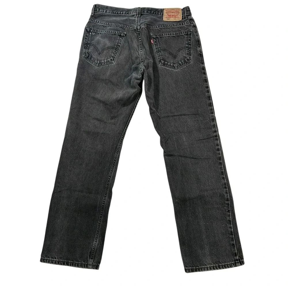 Levi's 505 Regular Fit Jeans Mens 34x32 Gray Black‎ Stonewash Denim Made in...